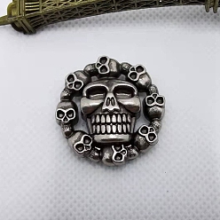 Antique Silver Halloween Skull Zinc Alloy Collision Rivets, Semi-Tublar Rivet, for Belt Clothes Purse Handbag Leather Craft DIY Handmade Accessories, Antique Silver, 29mm