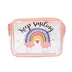 Colorful Bohemian Rainbow Pattern Transparent PVC Cosmetic Pouches, Waterproof Clutch Bag, Toilet Bag for Women, Colorful, 20x15.5x6cm
