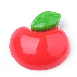 Красный Смола декодирует кабошоны, яблоко, красные, 24~25x24.5x8 мм