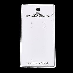 Blanco Tarjetas de la exhibición de joyería de papel, tarjetas para exhibir collares y aretes, Rectángulo, blanco, 13.4x6.9x0.05 cm, agujero: 8 mm y 3 mm