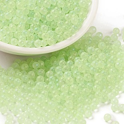Бледно-Зеленый Светящиеся прозрачные стеклянные круглые бусины, нет отверстий / незавершенного, класс А, бледно-зеленый, 3~3.5 мм, около 7500 шт / упаковка