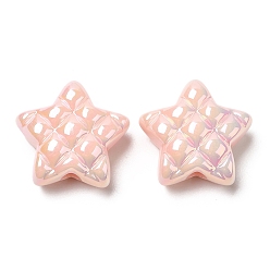 Pink Opaque Acrylic Beads, AB Color Plated, Star, Pink, 19.5x19.5x9mm, Hole: 3.5mm