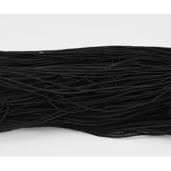 Black Round Elastic Cord, Made of Rubber, Wrapped by Fibre, Black, 1mm, about 25.15~27.34 yards(23~25m)/bundle