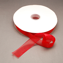Rouge Ruban d'organza de nylon, rouge, 3/4 pouces (19~20 mm), 200yards / roll (182.88m / roll)