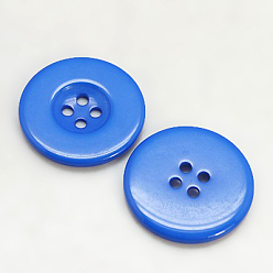 Dodger Blue Resin Buttons, Dyed, Flat Round, Dodger Blue, 25x3mm