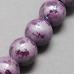 Dark Orchid Handmade Porcelain Beads, Pearlized, Round, Dark Orchid, 12mm, Hole: 2mm