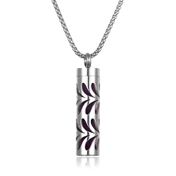 Branch Titanium Steel Perfume Bottle Necklaces, Column with Aromatherapy Cotton Sheet Inside Necklace, Branch, 25.59 inch(65cm)