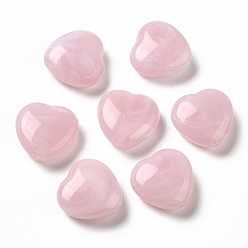 Pink Прозрачные акриловые бусины, два тона, сердце, розовые, 15x15.5x6.5 мм, отверстие : 1.4 мм, о: 480 шт / 500 г