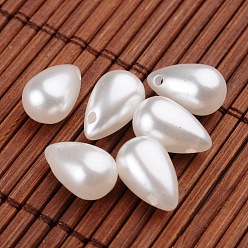White Teardrop Imitation Pearl Acrylic Beads, White, 13x8mm, Hole: 1.5mm, about 1070pcs/500g