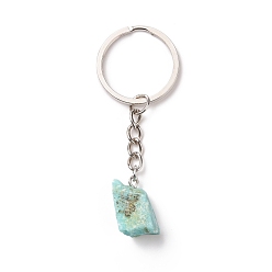 Amazonite Natural Amazonite Keychain, with 201 Stainless Steel Finding, 7.5~8cm