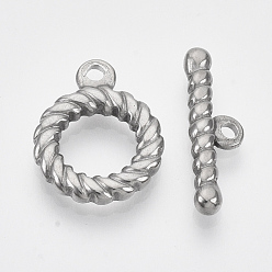 Stainless Steel Color 304 Stainless Steel Toggle Clasps, Stainless Steel Color, Ring: 19x15x3mm, Hole: 1.8mm, inner: 15mm, bar: 21.5x7x3mm, Hole: 1.8mm.
