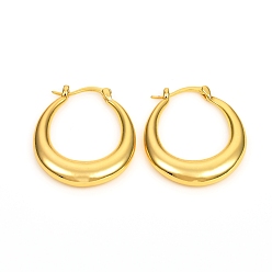 Real 18K Gold Plated Brass Hoop Earrings, Long-Lasting Plated, Ring, Real 18K Gold Plated, 27x24x4.5mm, Pin: 0.7x1mm
