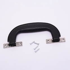 Black Plastic & Iron Handle, Jewelry Box Accessories, Black, 63x155x15.5mm, Hole: 3mm, Screws: 14x5mm, Pin: 3mm