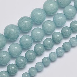 Aqua Brins naturels et teints perles malaisie jade, imitation aigue-marine, ronde, Aqua, 10mm, Trou: 1.0mm, Environ 38 pcs/chapelet, 15 pouce
