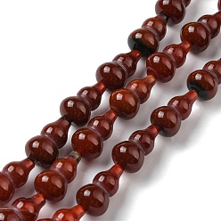 Dark Red Natural Agate Beads Strands, Dyed, Gourd, Dark Red, 17.5~18.5x9.5~10mm, Hole: 1.2mm, about 23~24pcs/strand, 16.14~16.34 inch(41~41.5cm)