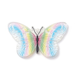 Colorido Grandes colgantes acrílicos impresos, encanto de mariposa, colorido, 30x50x2 mm, agujero: 1.6 mm