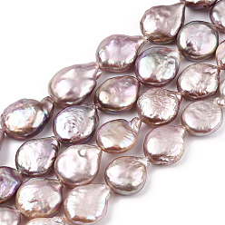 Lilac Natural Keshi Pearl Beads Strands, Cultured Freshwater Pearl, Baroque Pearls, Teardrop, Lilac, 12~17x11~13x4.5~8mm, Hole: 0.6mm, about 25~30 pcs/strand, 14.88~15.63 inch(37.8~39.7cm)
