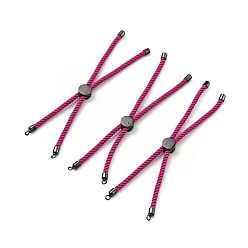 Rouge Violet Moyen Bracelets coulissants en corde milan torsadée à moitié finis, avec des extrémités de cordon en laiton de placage de rack et une boucle ouverte, sans cadmium et sans plomb, pour la fabrication de bracelets à breloques connecteurs, gris anthracite, support violet rouge, 222~230x3mm