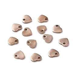 Rose Gold 304 Stainless Steel Charms, Stamping Blank Tag, Heart, Rose Gold, 5x6x1mm, Hole: 1mm