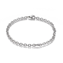 Stainless Steel Color 304 Stainless Steel Cable Chain Bracelets, with Lobster Claw Clasp, Stainless Steel Color, 7-7/8 inch(20cm)