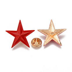 Red Alloy Enamel Brooches, Enamel Pin, with Brass Butterfly Clutches, Star, Light Gold, Cadmium Free & Nickel Free & Lead Free, Red, 29x30x3.5mm, Pin: 1mm