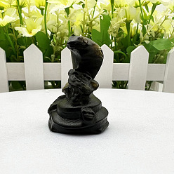 Obsidian Natural Obsidian Carved Healing Snake Figurines, Reiki Energy Stone Display Decorations, 30~40mm
