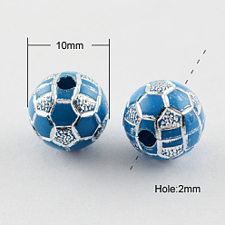 Cornflower Blue Plating Acrylic Beads, Metal Enlaced, Round, Cornflower Blue, 10mm, Hole: 2mm, about 900pcs/500g