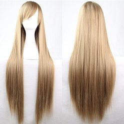 Блондинка 31.5 дюйм (80 см) длинные прямые парики для костюмированной вечеринки, синтетические жаропрочные аниме костюм парики, с треском, блондинка, 31.5 дюйм (80 см)
