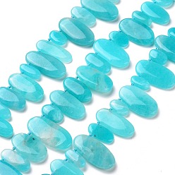 Amazonite Natural Amazonite Beads Strands, Oval, 11~30x7~15x3.5~5.5mm, Hole: 1mm, about 35pcs/strand, 15.94''(40.5cm)