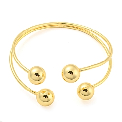 Real 18K Gold Plated Rack Plating Brass Double Layer Cuff Bangles, Lead Free & Cadmium Free, Real 18K Gold Plated, Inner Diameter: 1-7/8x2-1/4 inch(4.85x5.6cm)