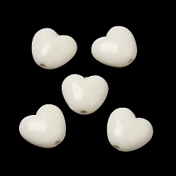 Blanc Perles acryliques opaques, cœur, blanc, 9x9.5x5.5mm, Trou: 1.5mm, environ1650 pcs / 500 g