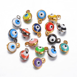 Mixed Color Alloy Enamel Charms, Evil Eye, Mixed Color, 9x6.5x5.5mm, Hole: 1mm