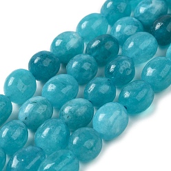 Bleu Ciel Malaisie naturelles perles de jade brins, facette, ovale, teint et chauffé, bleu ciel, 10.5~13x8.5~10x7~10mm, Trou: 1.2mm, Environ 31~32 pcs/chapelet, 14.57''~15.16'' (37~38.5 cm)