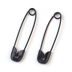 Black Iron Safety Pins, Black, 30x7x2mm, Pin: 0.7mm