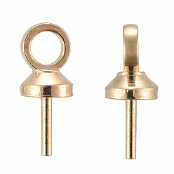 Light Gold Brass Peg Bails Pendants, For Half Drilled, Light Gold, 6.3x3mm, Hole: 1.2mm, Pin: 0.55mm