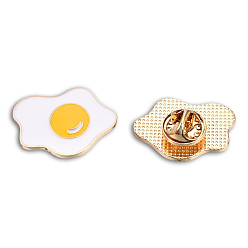 Gold Fried Eggs Shape Enamel Pin, Light Gold Plated Alloy Imitation Food Badge for Backpack Clothes, Nickel Free & Lead Free, Gold, 19x26mm