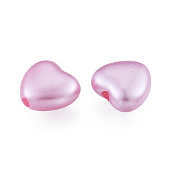 Orchid ABS Plastic Imitation Pearl Beads, Heart, Orchid, 10x11x5.5mm, Hole: 1.8mm