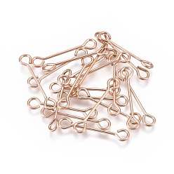 Rose Gold Ion Plating(IP) 304 Stainless Steel Eye Pins, Double Sided Eye Pins, Rose Gold, 16x3x0.5mm, Hole: 1.6mm