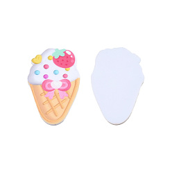 Hot Pink Printed Acrylic Cabochons, Rubberized Style, Ice Cream, Hot Pink, 46x28.5x2mm
