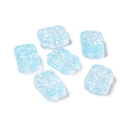 Light Sky Blue Transparent Spray Painted Glass Beads, Rectangle, Light Sky Blue, 18x13x5.5mm, Hole: 1.4mm