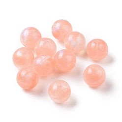 Light Salmon Opaque Acrylic Beads, Glitter Beads, Round, Light Salmon, 10.5~11mm, Hole: 2mm, about 510pcs/500g
