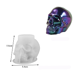 White Halloween Skull DIY Display Decoration Silicone Mold, Resin Casting Molds, for UV Resin, Epoxy Resin Craft Making, White, 58x84mm