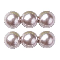 WhiteSmoke Eco-Friendly Glass Pearl Beads Strands, Grade A, Round, Dyed, Cotton Cord Threaded, WhiteSmoke, 12mm, Hole: 1.2~1.5mm, about 34pcs/strand, 15.7 inch