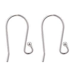 Silver 925 Sterling Silver Earring Hooks, Silver, 10~14x12~15mm, Hole: 1.5mm, 21 Gauge, Pin: 0.7mm