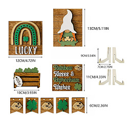 Mixed Shapes Juegos de decoración de bandejas escalonadas de madera del día de San Patricio, Para decoración de escritorio en casa y fiesta., formas mixtas, 120 mm
