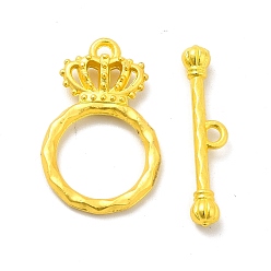 Matte Gold Color Rack Plating Alloy Toggle Clasps, Crown, Matte Gold Color, Crown Ring: 23.5x15x3.5mm, Hole: 1.2mm, T Bar: 24.5x5x3.5mm, Hole: 1.6mm