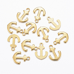 Golden 201 Stainless Steel Charms, Anchor, Golden, 12x9x1mm, Hole: 1.2mm