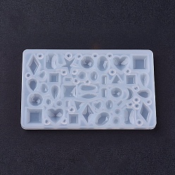 Blanco Moldes de silicona cabujón, moldes de resina, para resina uv, fabricación de joyas de resina epoxi, forma geométrica mixta, blanco, 66x106x6 mm, tamaño interno: 3~15 mm