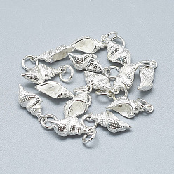 Plata 925 colgantes de plata de ley, con anillo de salto, concha de caracol, plata, 16x7x5 mm, agujero: 4 mm