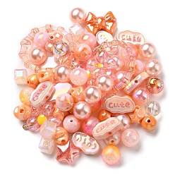 Orange Perles acryliques, formes mixtes, orange, 8~51x8~51x6~27.5mm, Trou: 1.8~3.8mm, environ163 pcs / 380.2 g, 380.2 g / sac